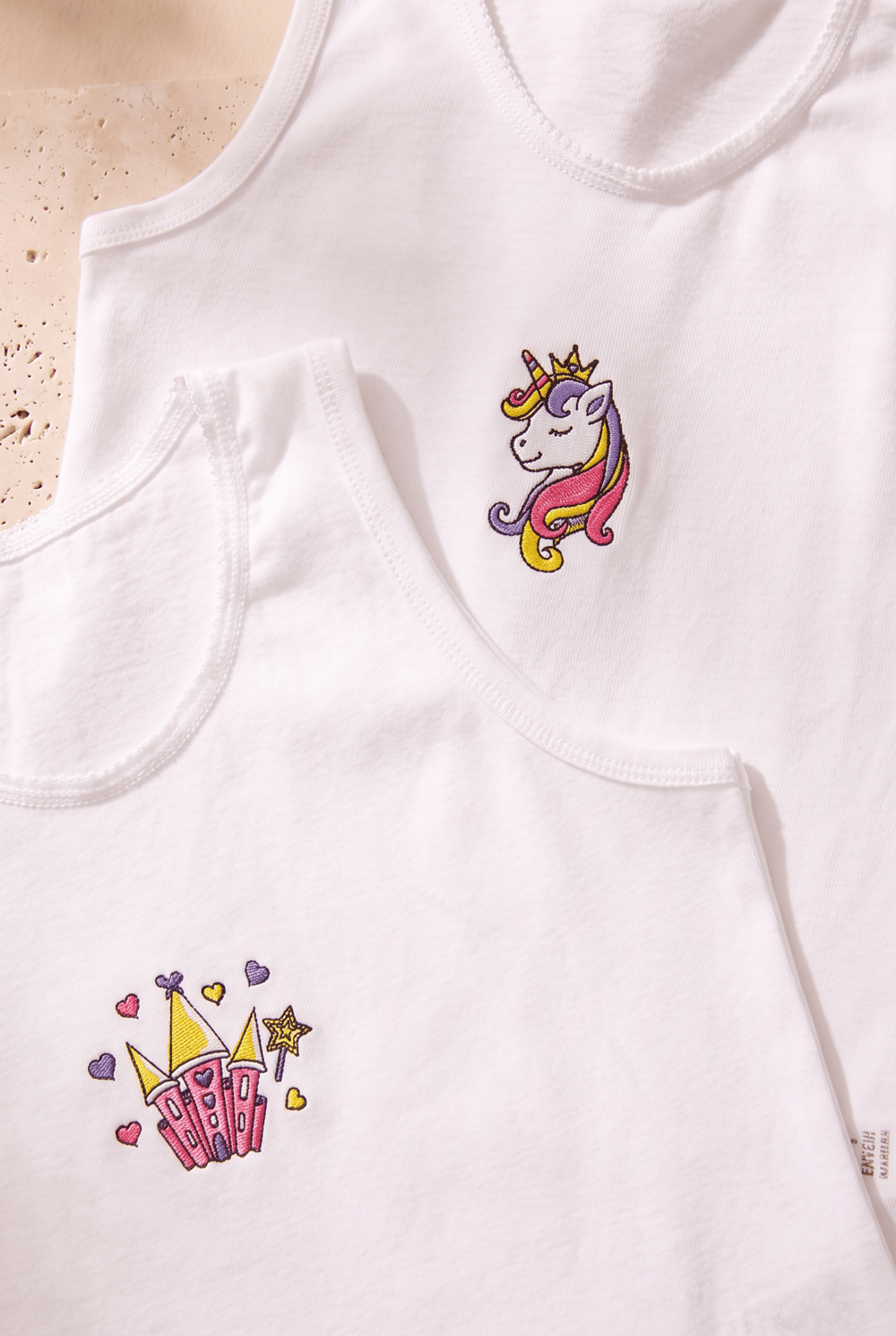 2 li Paket Unicorn Kız Çocuk Atlet Beyaz/Beyaz