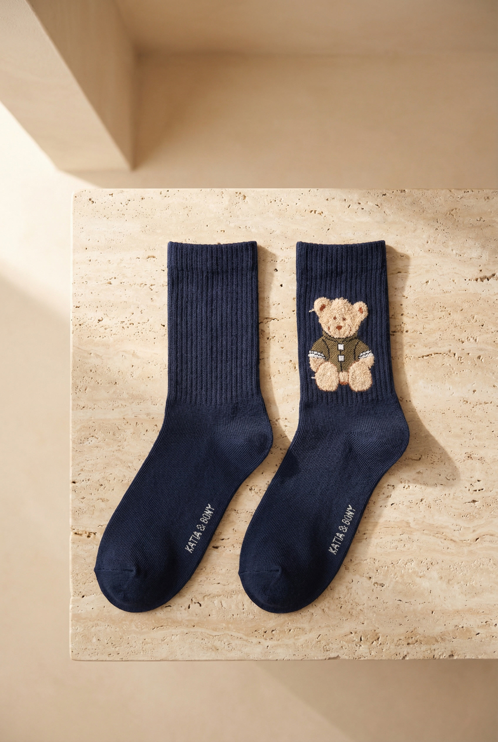 	Unisex Teddy Desenli Soket Çorap Lacivert