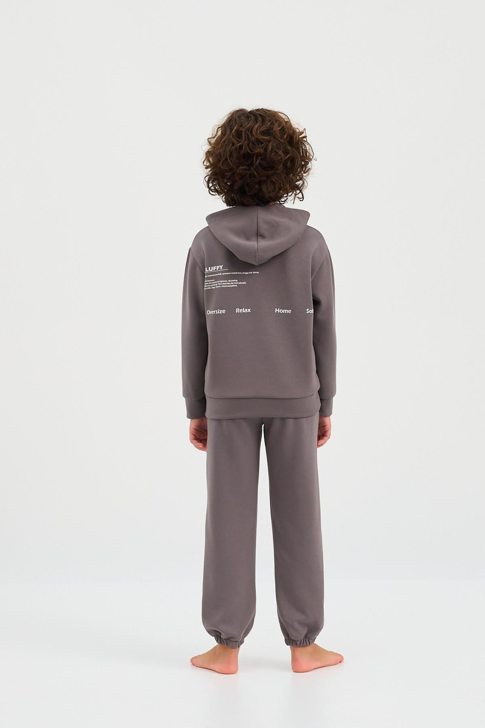 22410K2007 BASIC FLUFFY UNISEX ÇOCUK PAÇA LASTİKLİ PANTOLON KOYU GRI