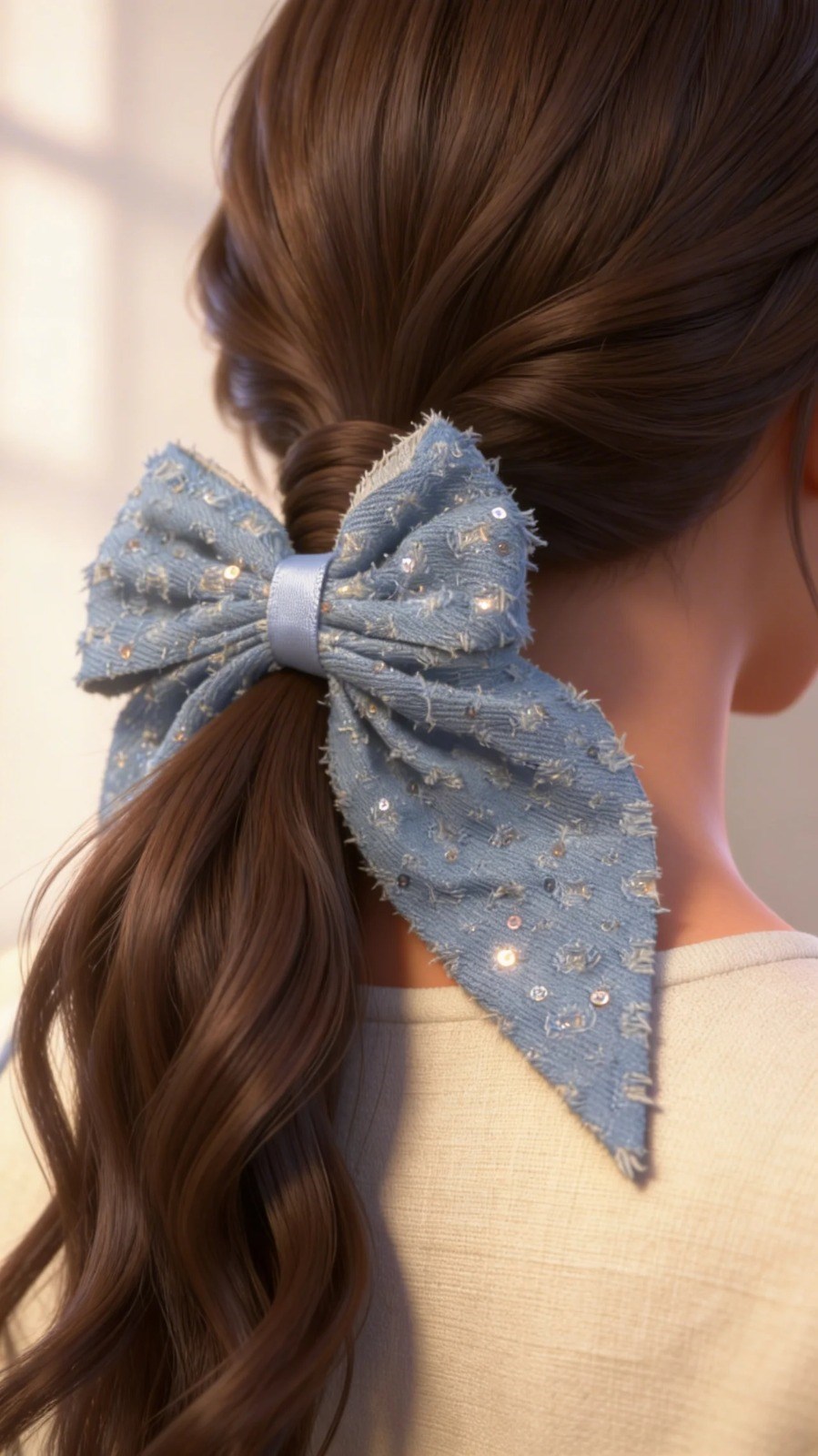 Sequin Bow Vending Buckle Blue