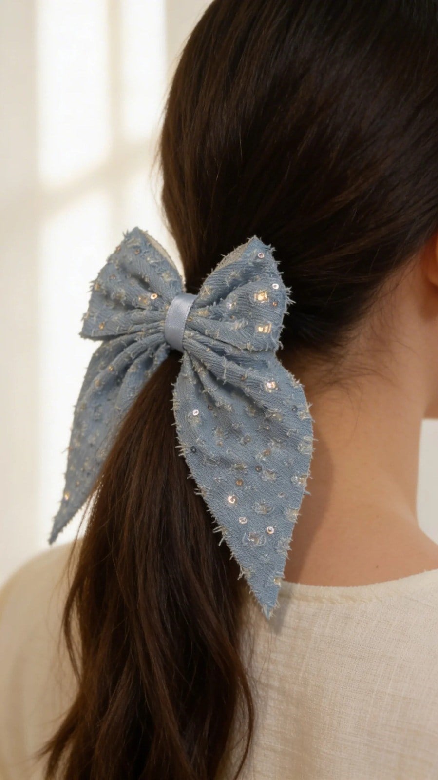 Sequin Bow Vending Buckle Blue
