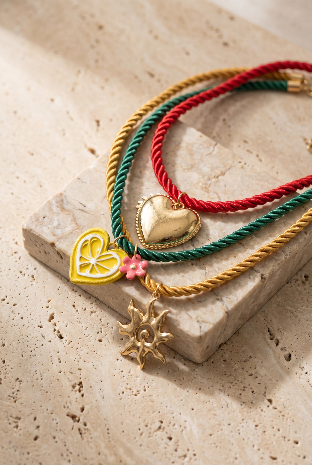Kadın Renkli Karışık Charm Detaylı 3lü Kolye Seti