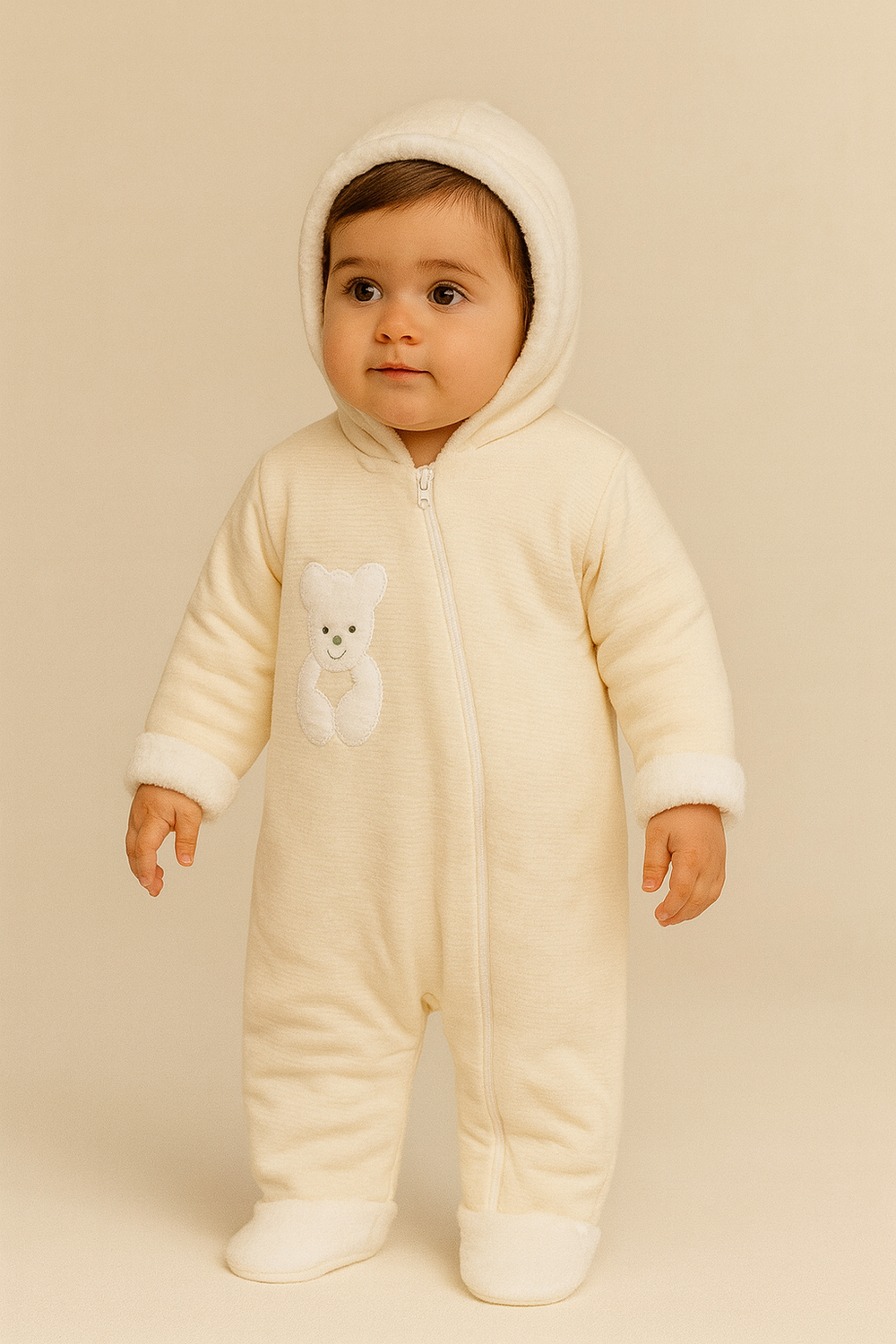 22512G1011 TEDDY KAPÜŞONLU BEBEK TULUM Ekru