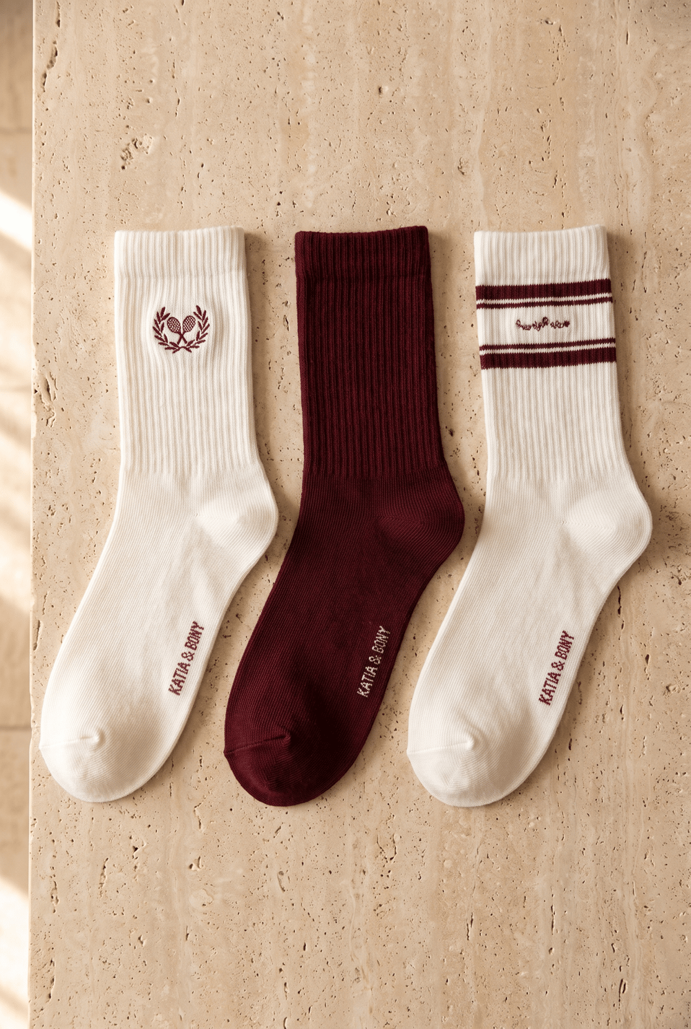 Unisex 3lü Raket Nakışlı Spor Soket Çorap