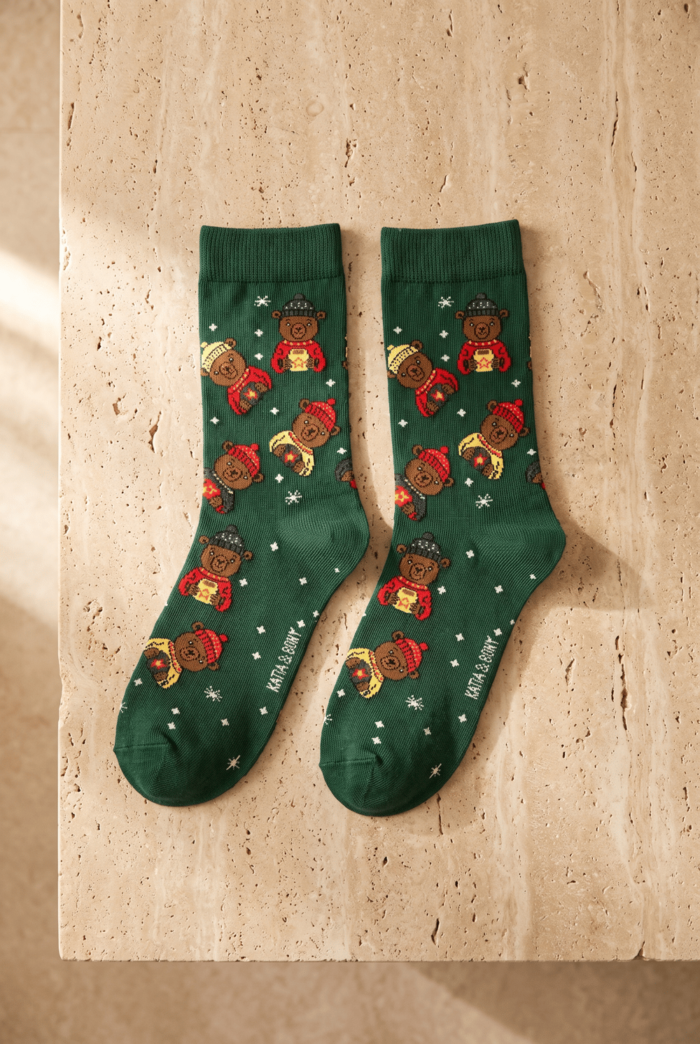 Unisex Noel Baba Kutulu Pamuklu Yeşil Yılbaşı Soket Çorabı