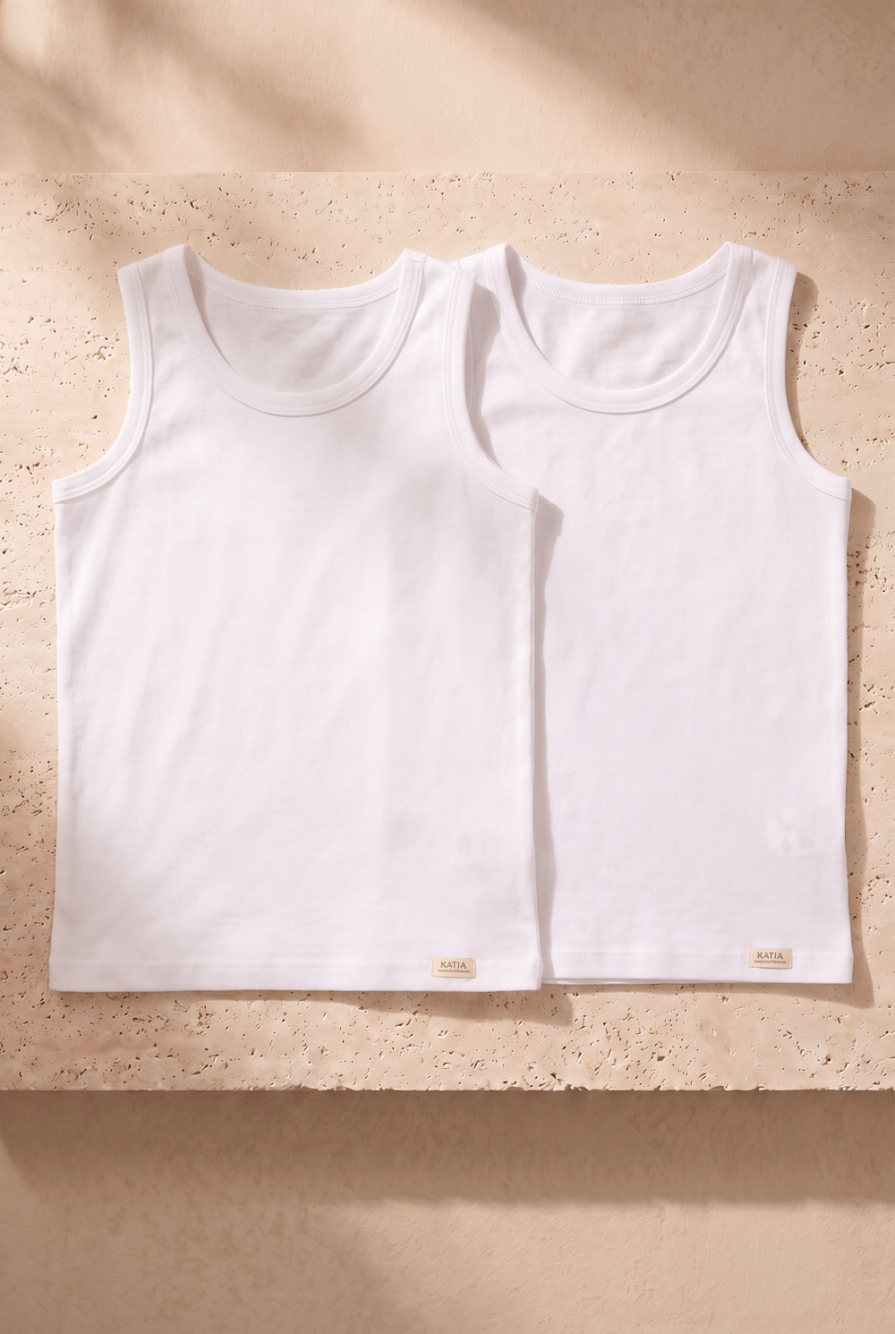 2li Paket Basic Kalın Askılı Çocuk Atlet Beyaz/Beyaz