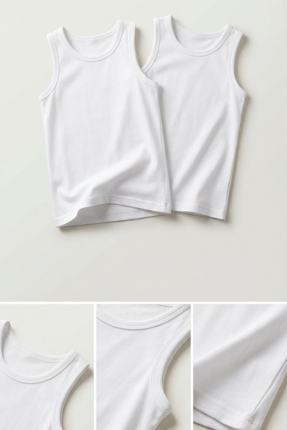2li Paket Basic Ribanali Beyaz Erkek Çocuk Atlet