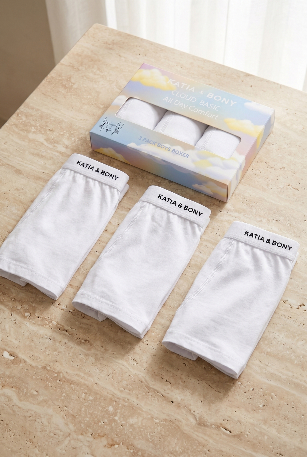 3Pck Basıc Boxed Boy Boxer White