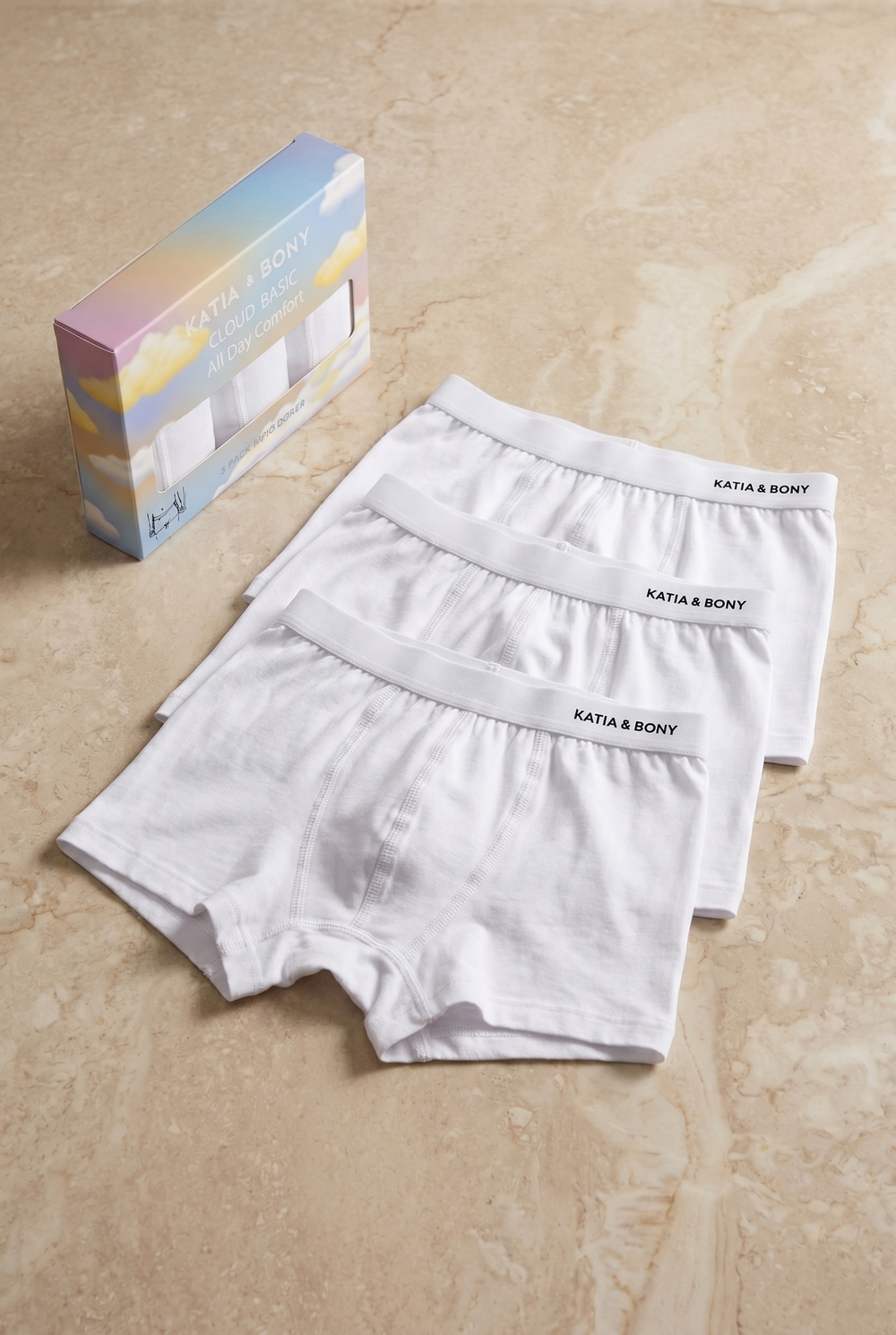 3Pck Basıc Boxed Boy Boxer White