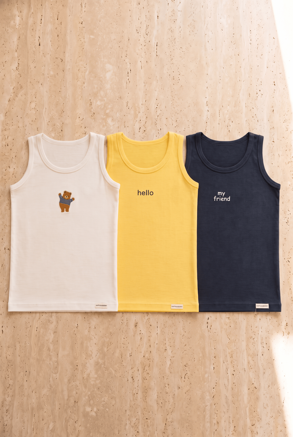 3lü Paket Çocuk Teddy Baskılı Kutulu Atlet