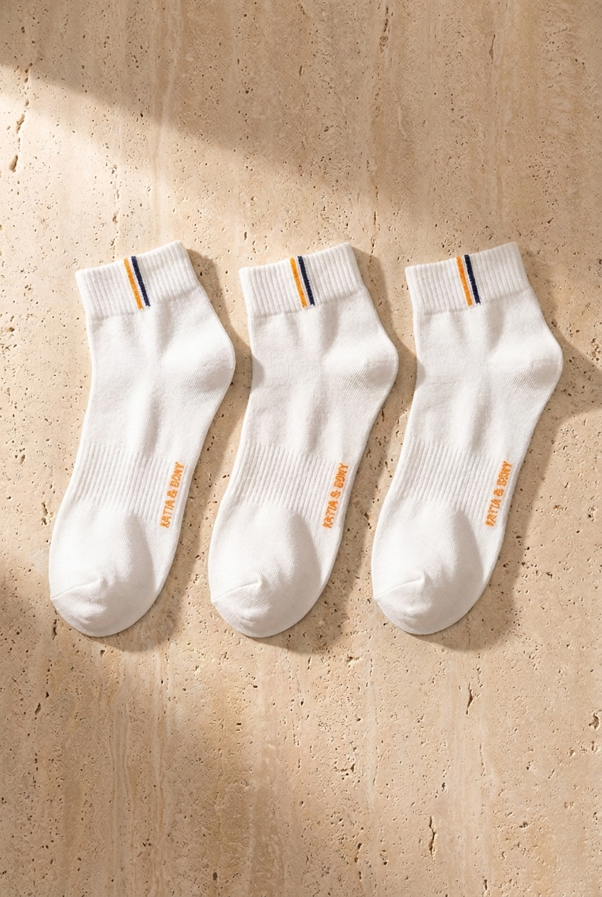 3lü Paket Golf Unisex Step Çorap Beyaz/Beyaz/Beyaz