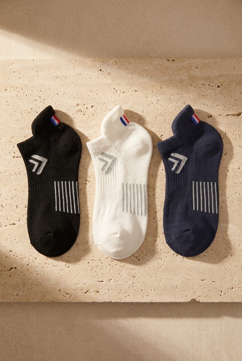 3lü Paket Golf Unisex Step Çorap Siyah/White/Navy