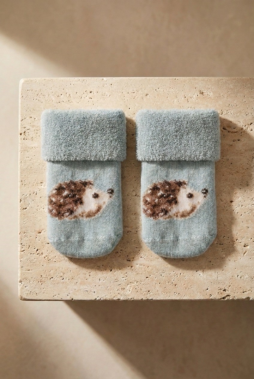 3Pck Anımal Pattern Towel Baby Socks Socks Patterned