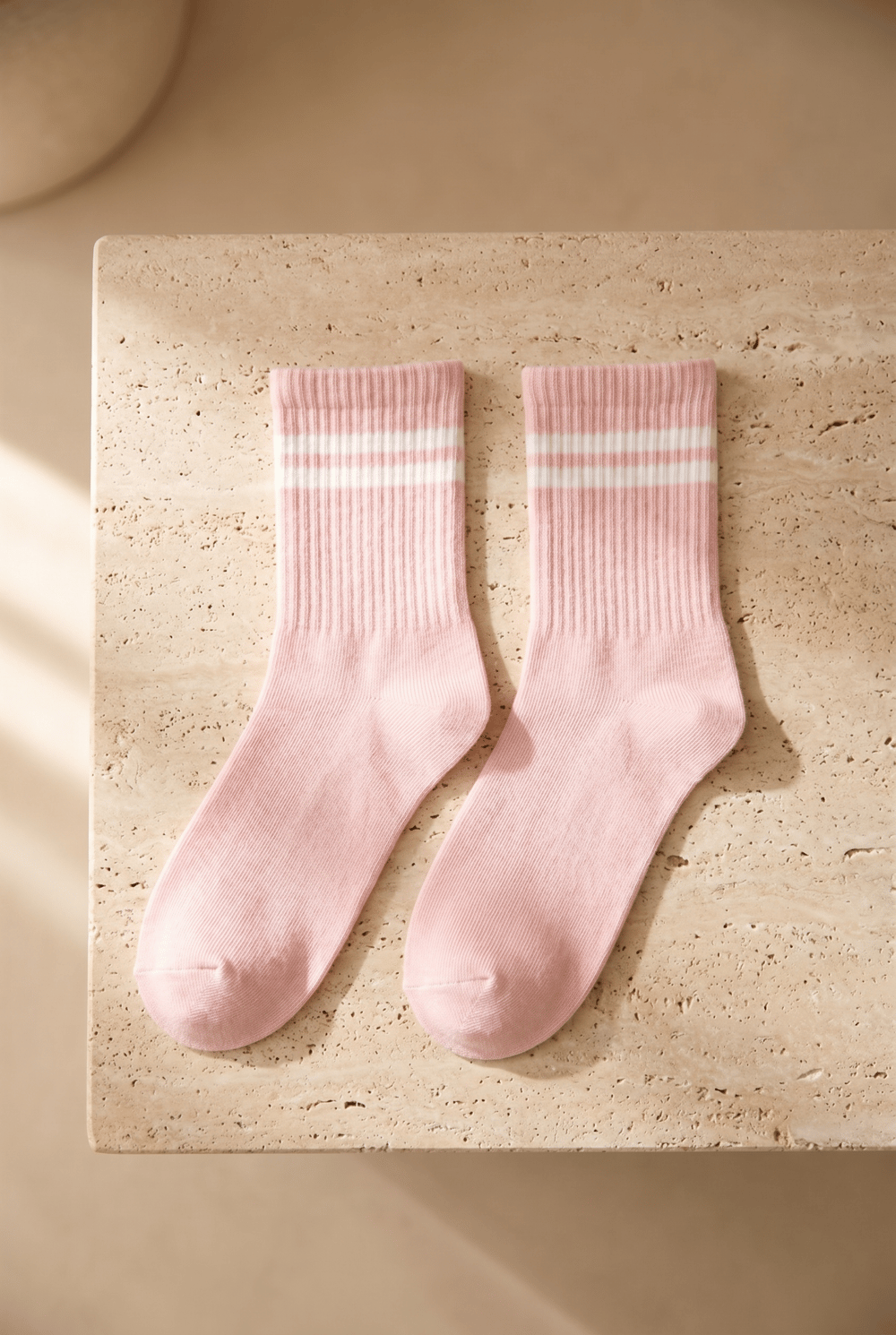 4lü Paket Şeritli Kadın Spor Soket Çorap Pembe Desenli