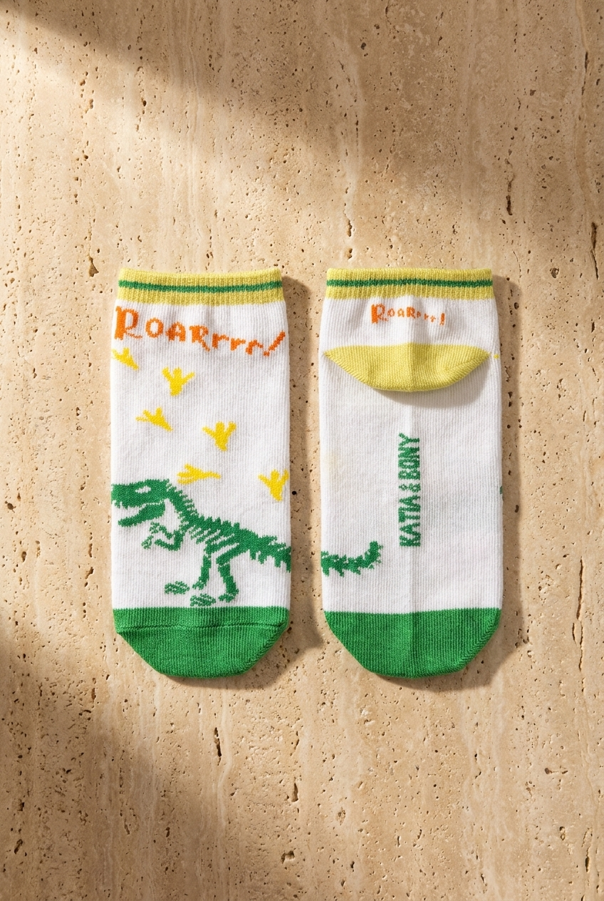4 lü Paket Dinozor Men Kids Step Çorap Patterned