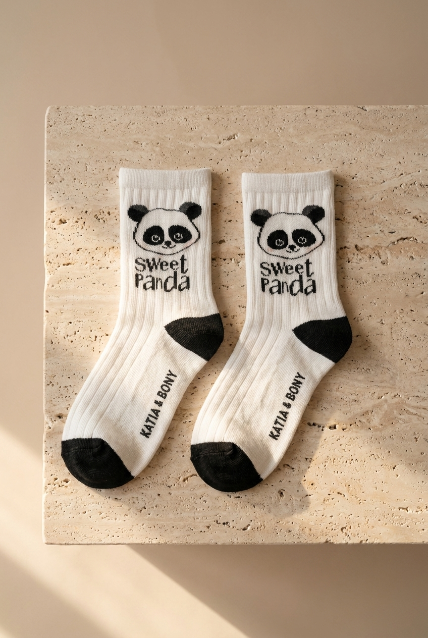 4lü Paket Panda Desenli Çocuk Soket Çorap
