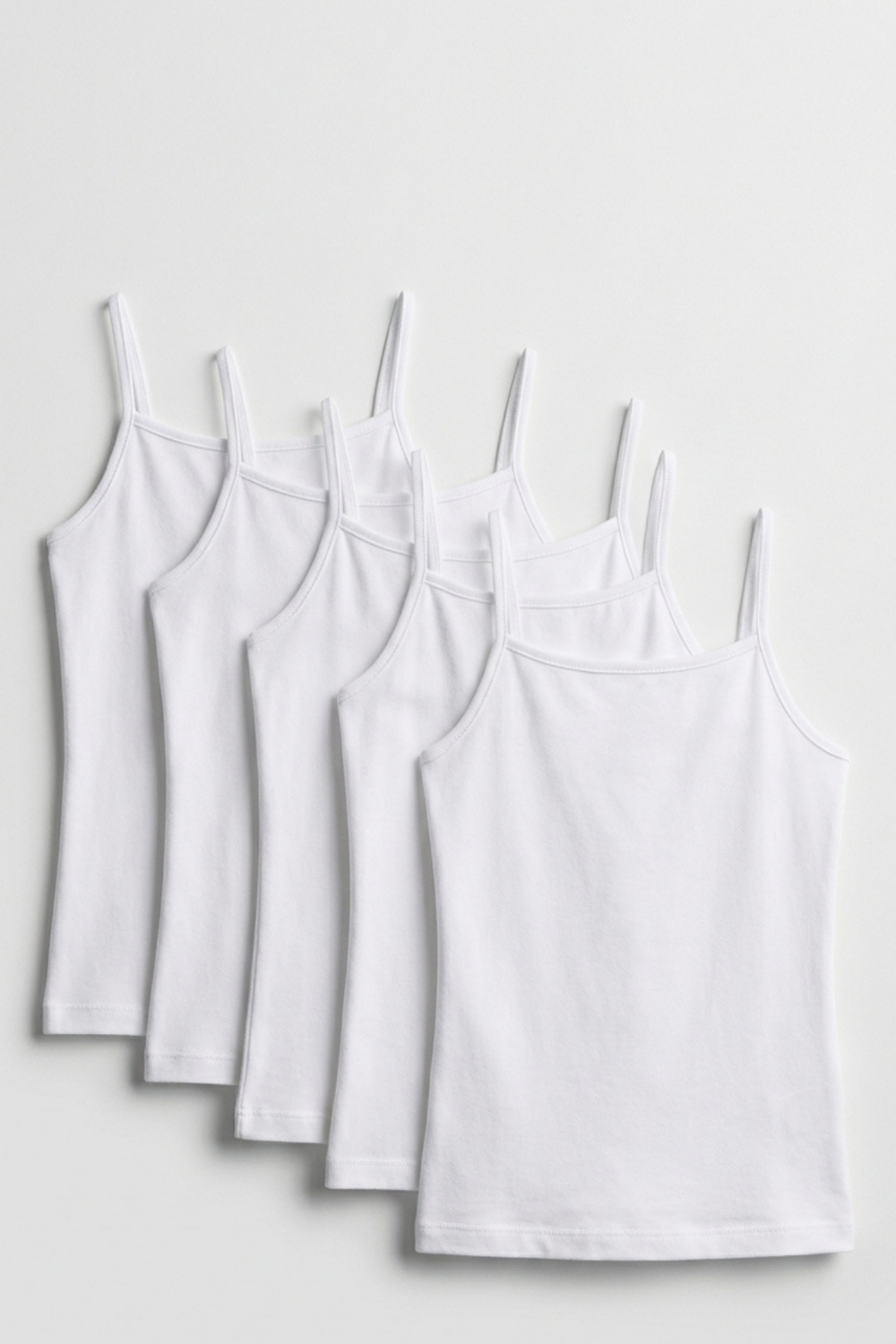 5li Paket Basic İnce Askılı Beyaz Kız Çocuk Atlet