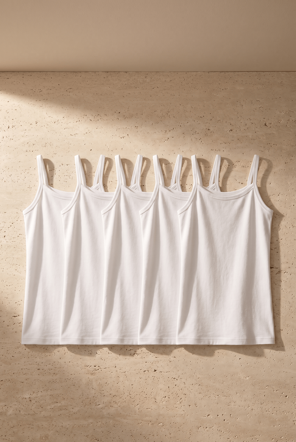 5li Paket Basic İnce Askılı Beyaz Kız Çocuk Atlet