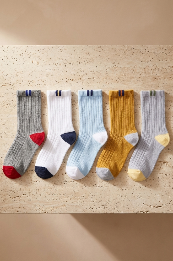 Pack Of 5 Boys Cotton Socks Multi-Colored
