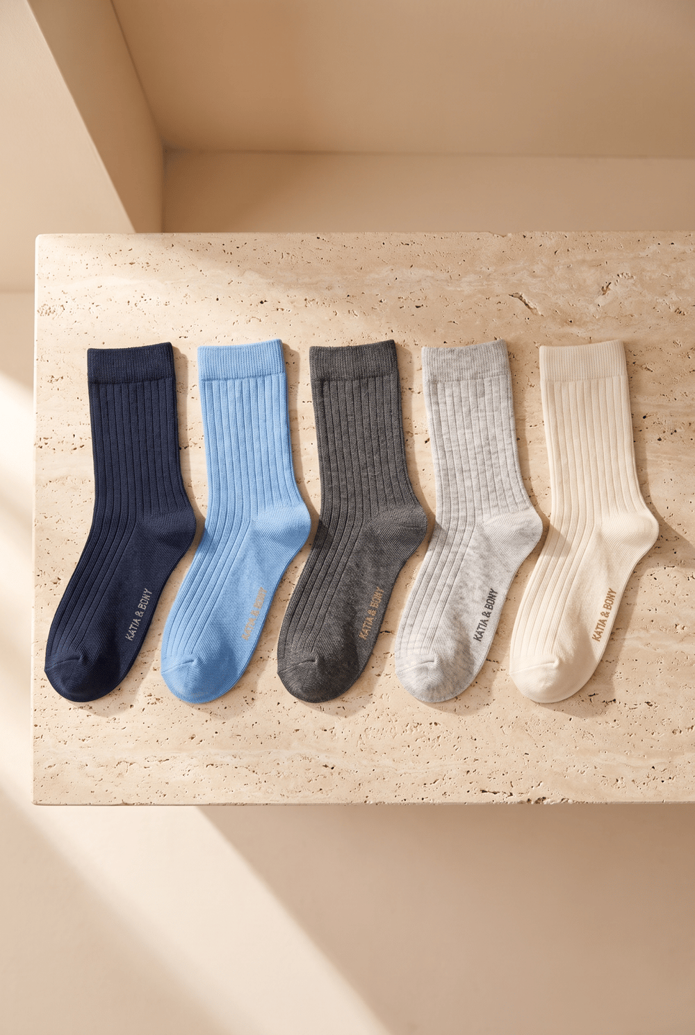 5li Paket Unisex Soket Çorap Mavi Mix