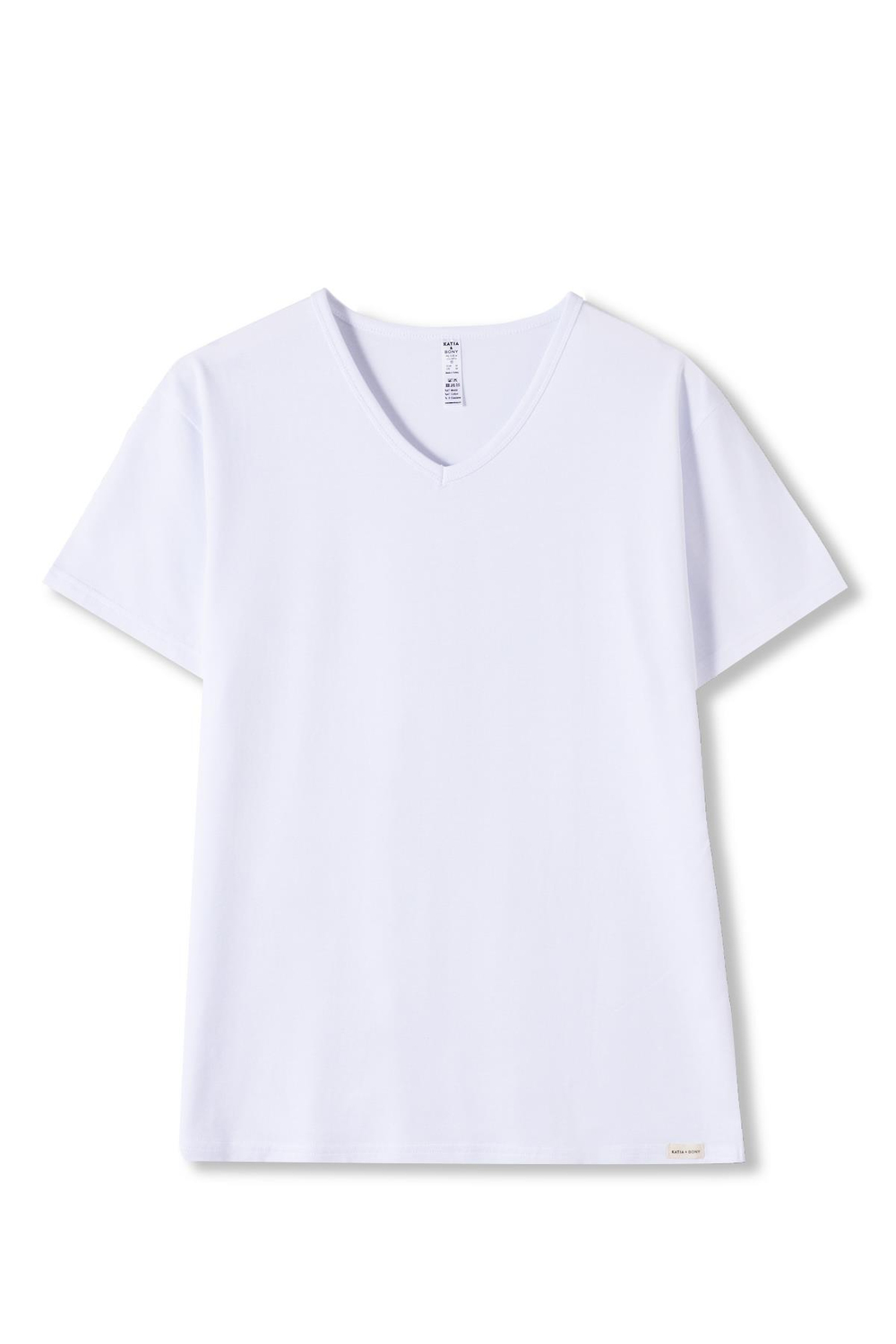 Basic Modal  V Yaka Erkek Tshirt Beyaz