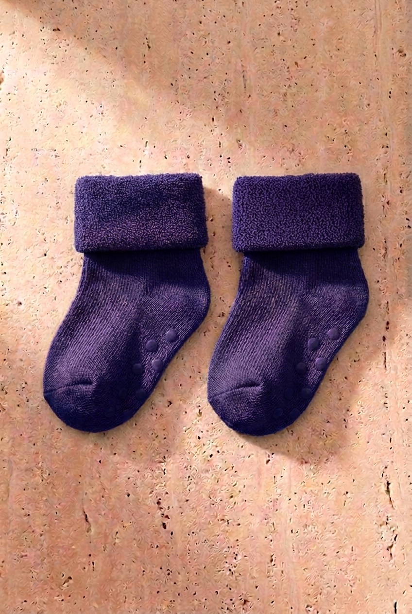 Baby 3-Piece Terry Sock Antracite-Purple-White