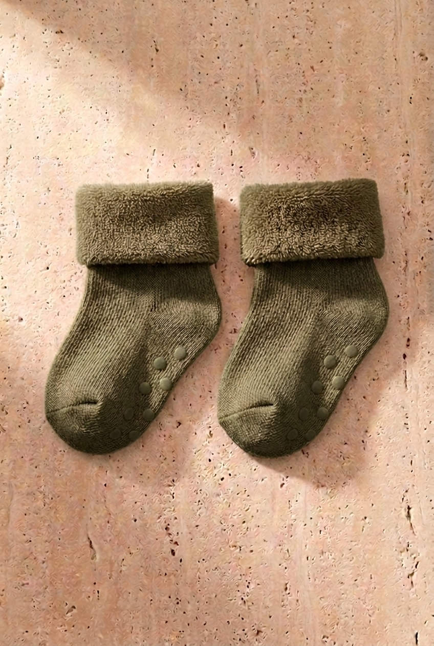 Baby 3-Piece Towel Sock Set Navy Green White