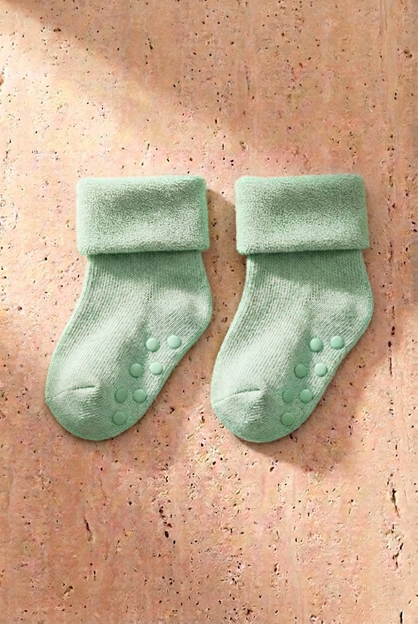 Baby 3-Pack Towel Socket Socks Yellow-Mint-Orange
