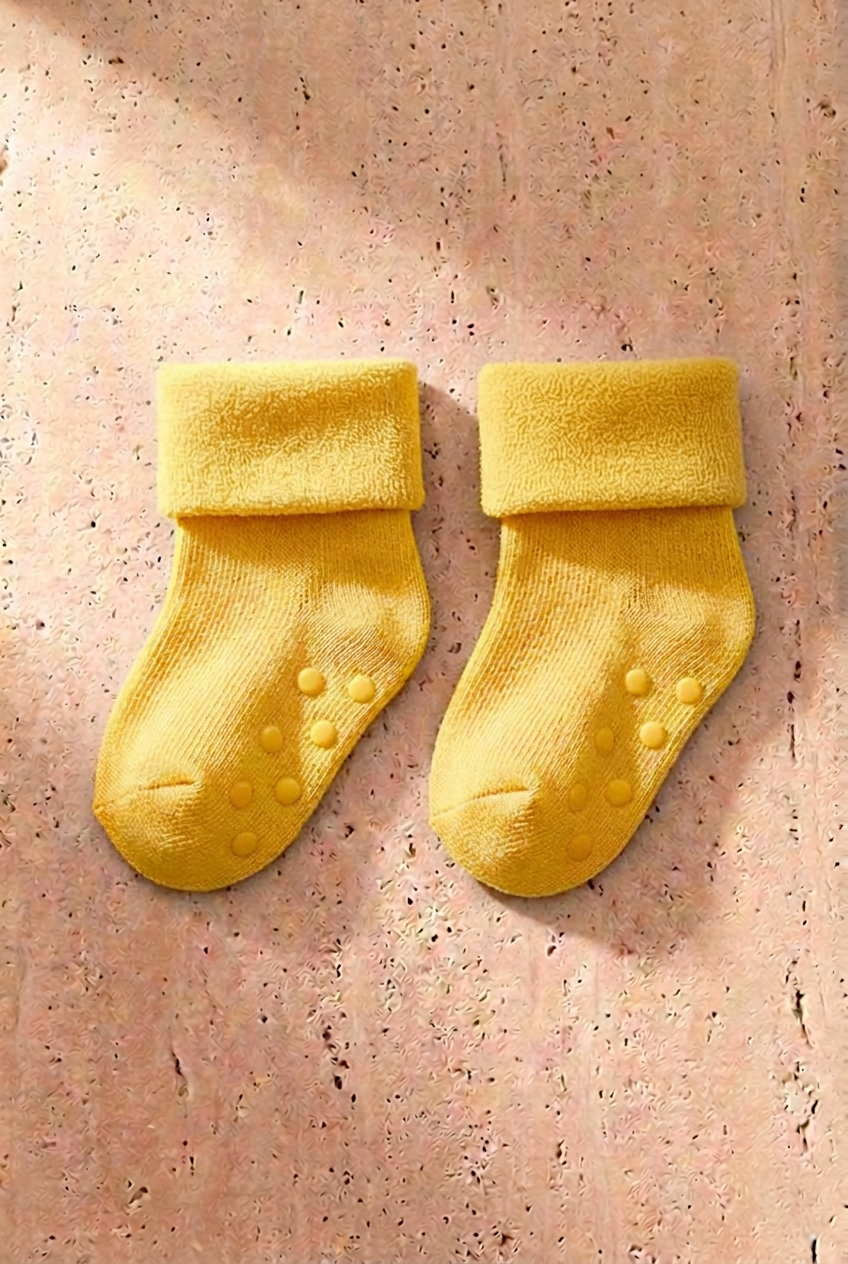 Baby 3-Pack Towel Socket Socks Yellow-Mint-Orange