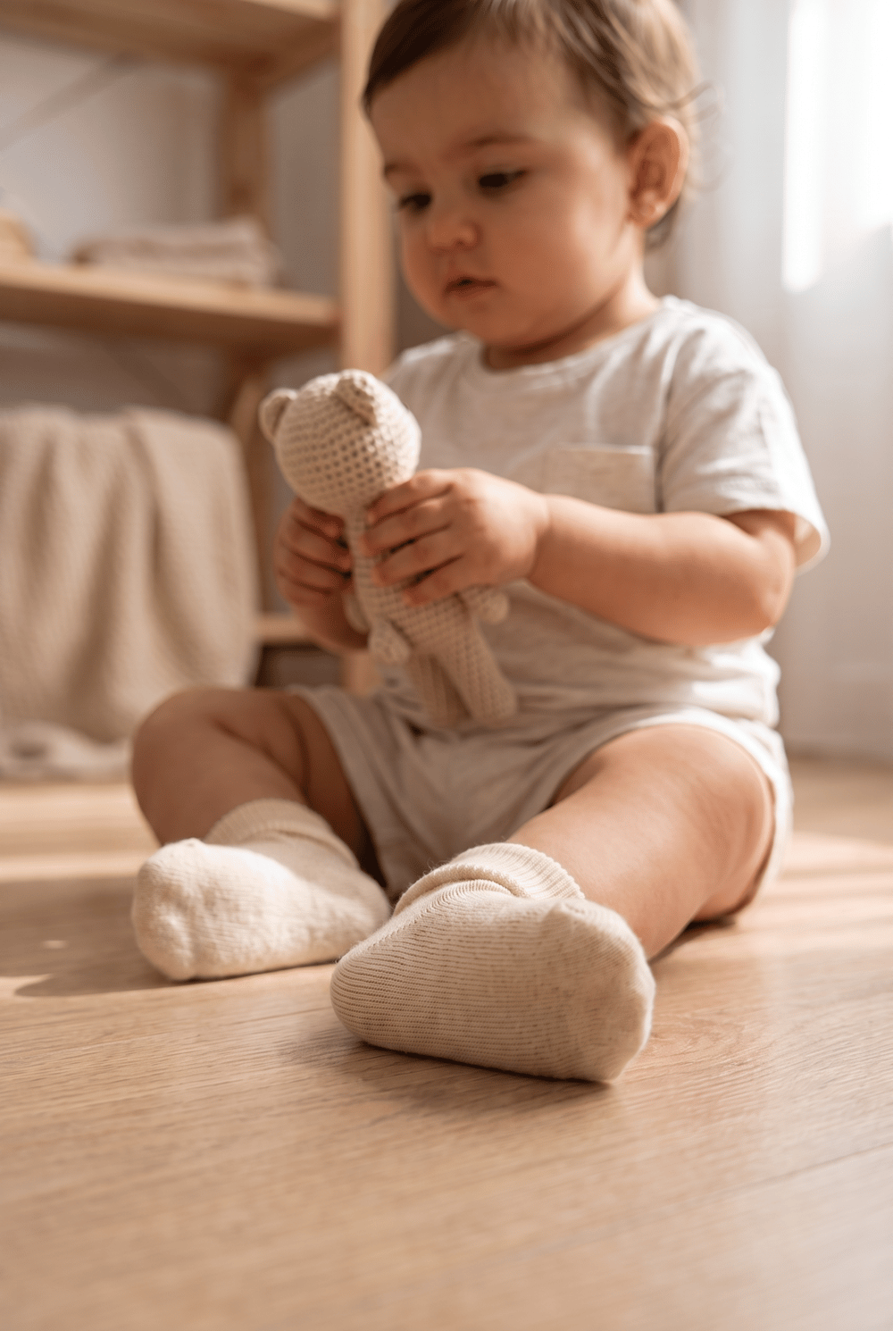 12601G1019 BİLEĞİ KIVRIK BEBEK SOKET ÇORAP Ekru