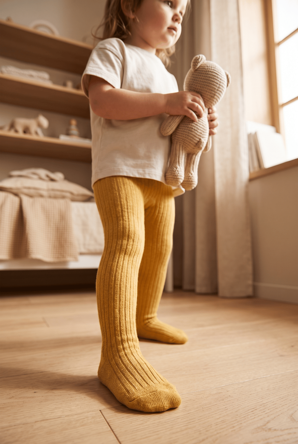 Baby Derby Cotton Pantyhose Camel
