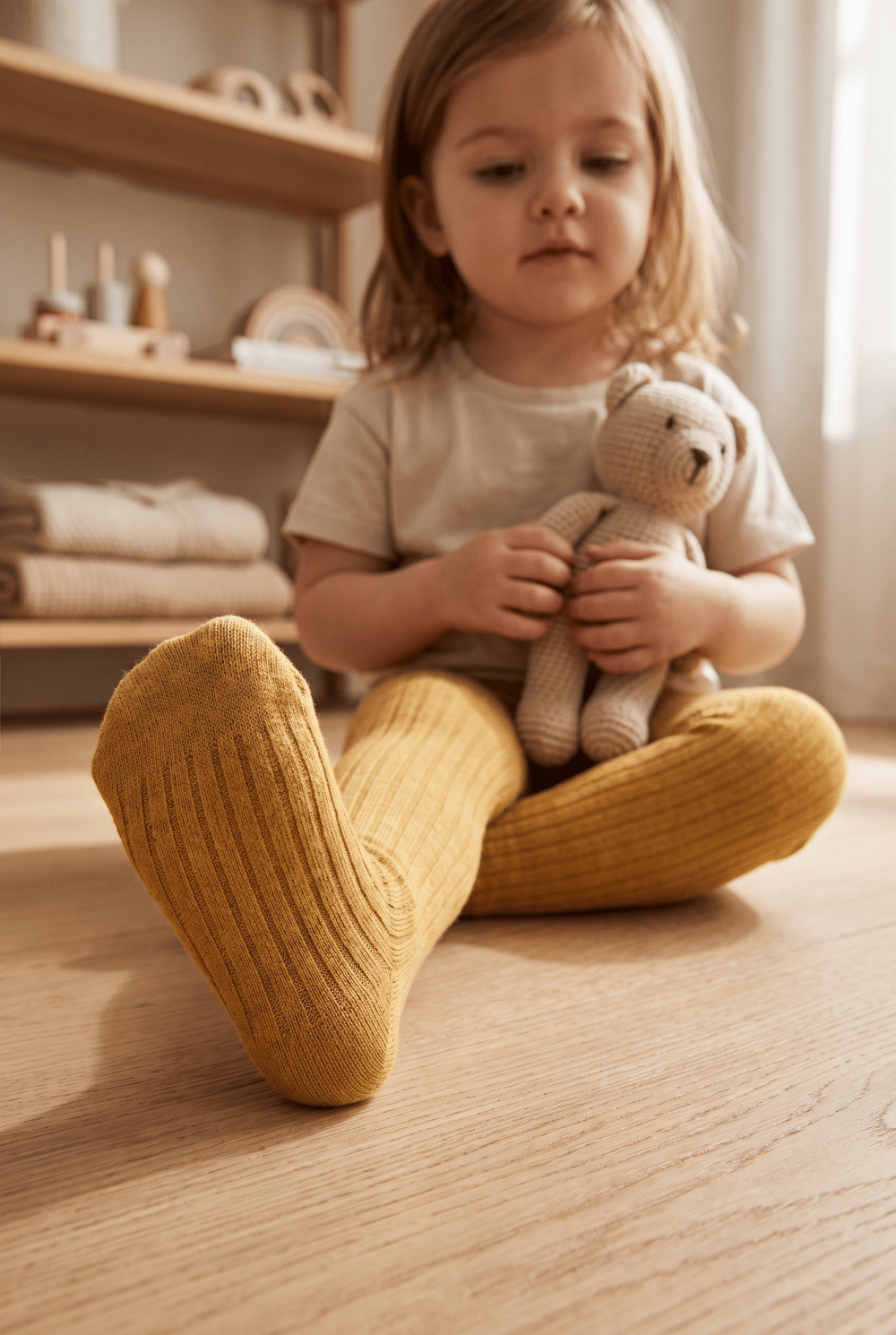Baby Derby Cotton Pantyhose Camel