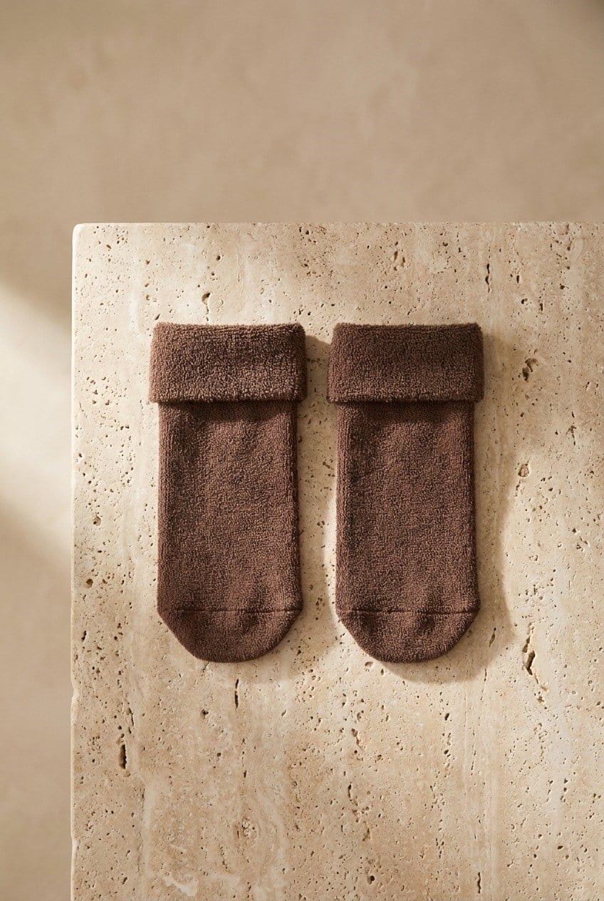 Baby Teddy 3-Piece Towel Sock Set Brown