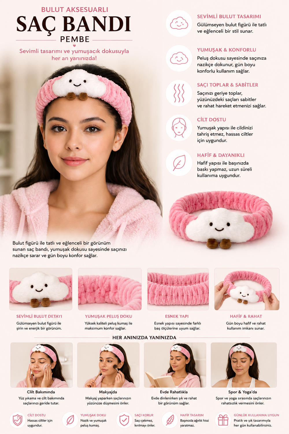 Cloud Accessory Hair Band Pink