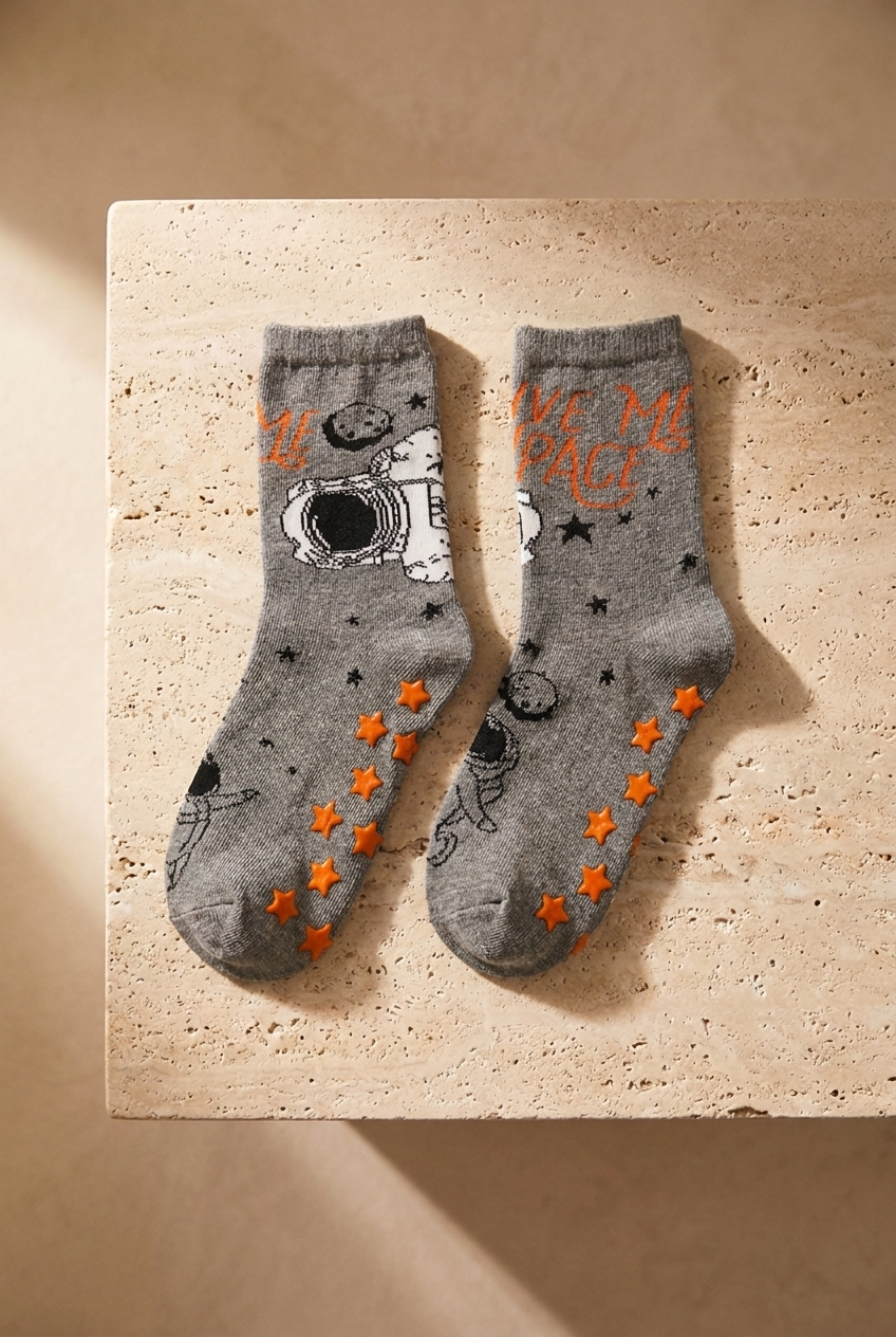 4Pck Space Pattern Chıldrens Socket Socks Patterned