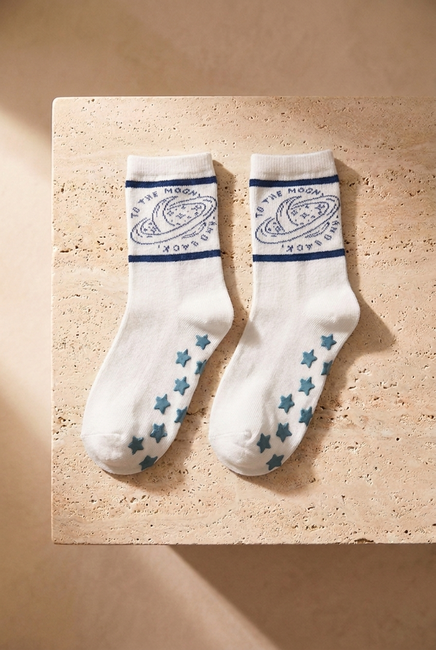 4Pck Space Pattern Chıldrens Socket Socks Patterned
