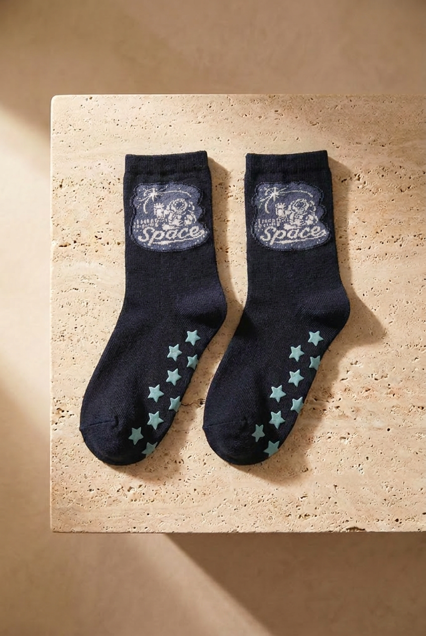 4Pck Space Pattern Chıldrens Socket Socks Patterned