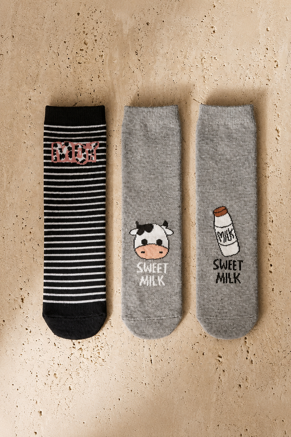 Childrens Cartoon Patterned 3-Piece Socks