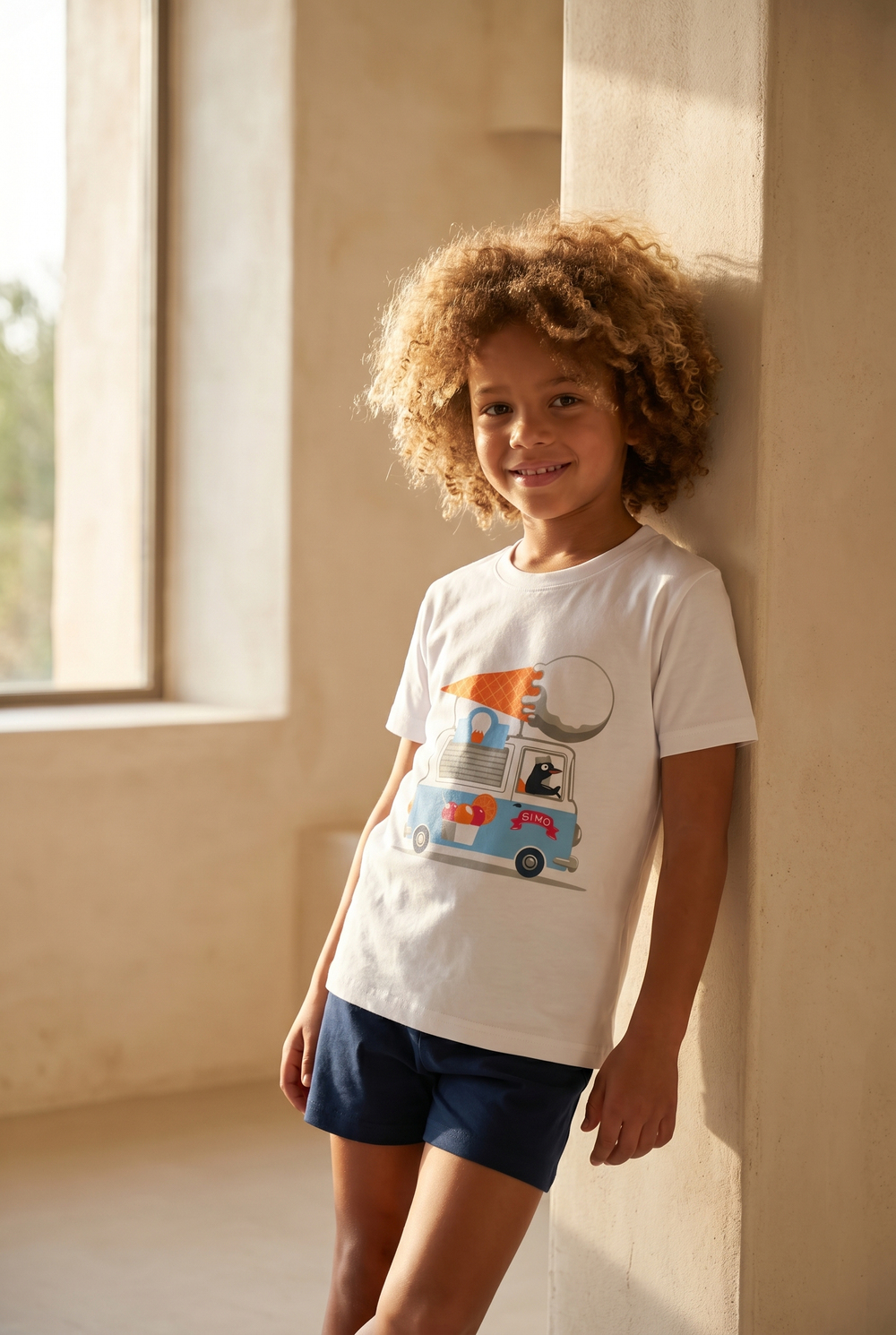 Çocuk Dondurma Desenli Şortlu Pijama Takımı