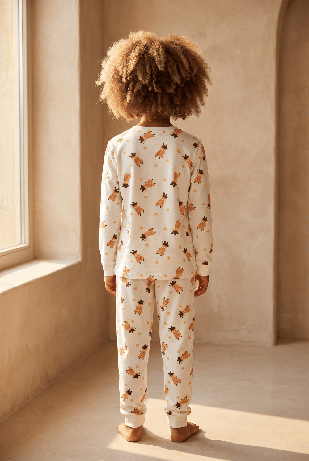 Çocuk Fare Desenli Paketli Pijama Takımı Ekru