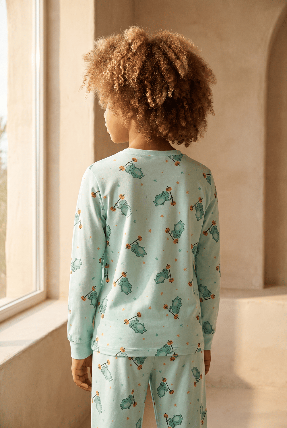 Çocuk Fil Desenli Paketli Pijama Takımı Yeşil