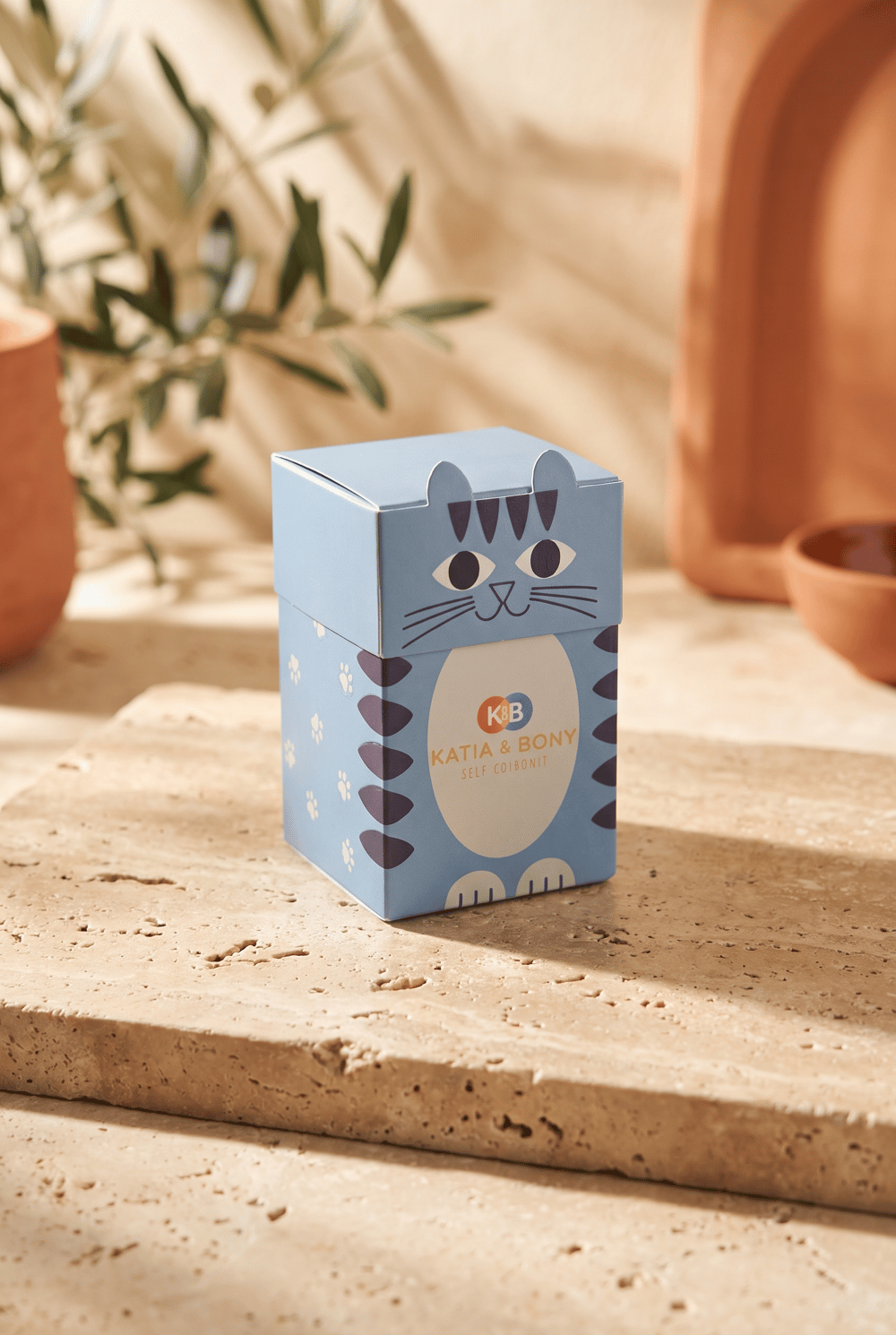 Çocuk Kedi Desenli 2li Kutulu Soket Okul Çorabı Mavi