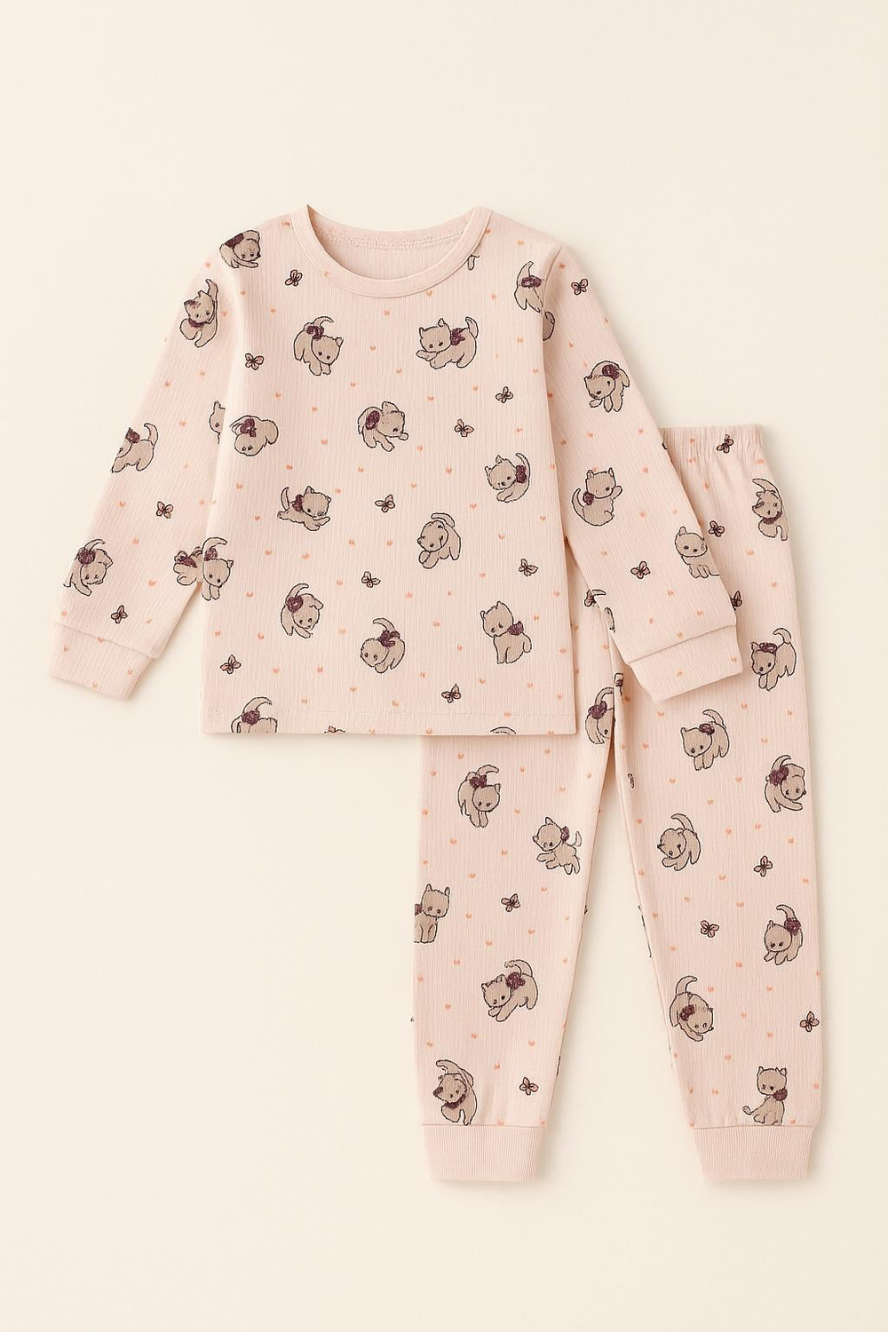 Çocuk Kedi Desenli Pijama Takımı