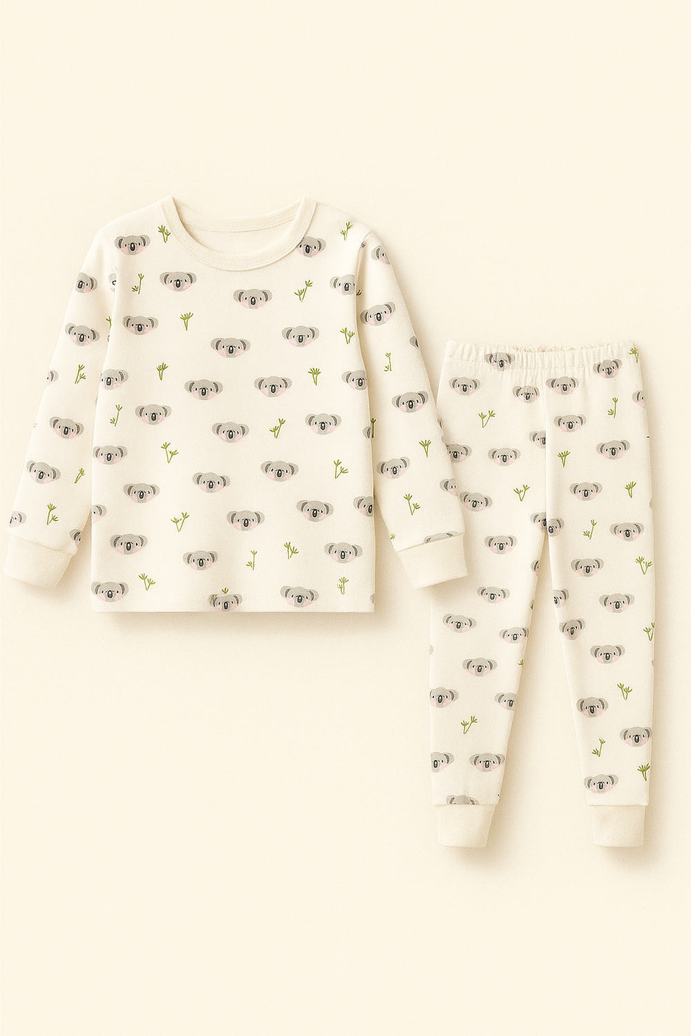 Çocuk Koala Desenli Pijama Takımı Ekru