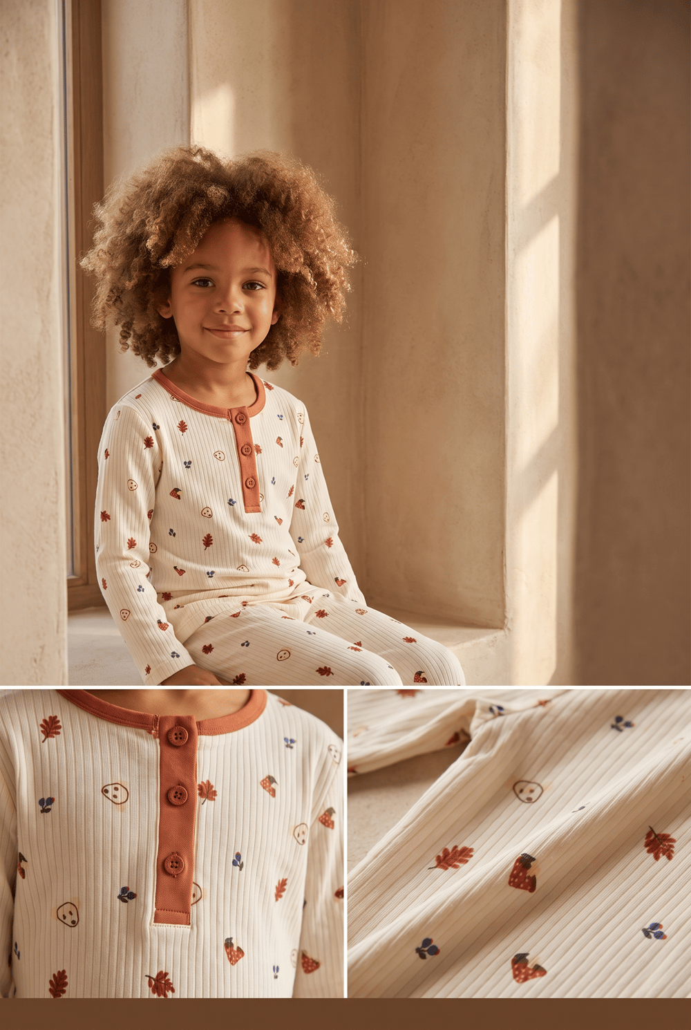 Çocuk Lovely Winter Desenli Ekru Pijama Takımı