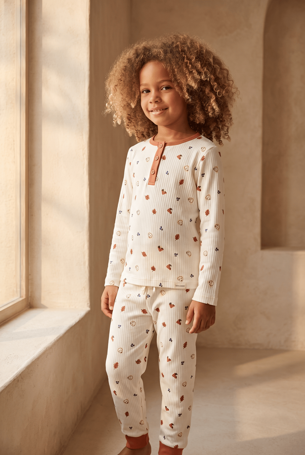 Çocuk Lovely Winter Desenli Ekru Pijama Takımı