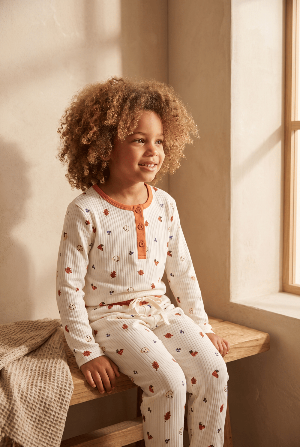 Çocuk Lovely Winter Desenli Ekru Pijama Takımı