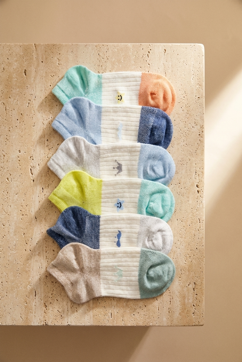 Çocuk Minik Desenli 6lı Paket Step Çorap Çok Renkli