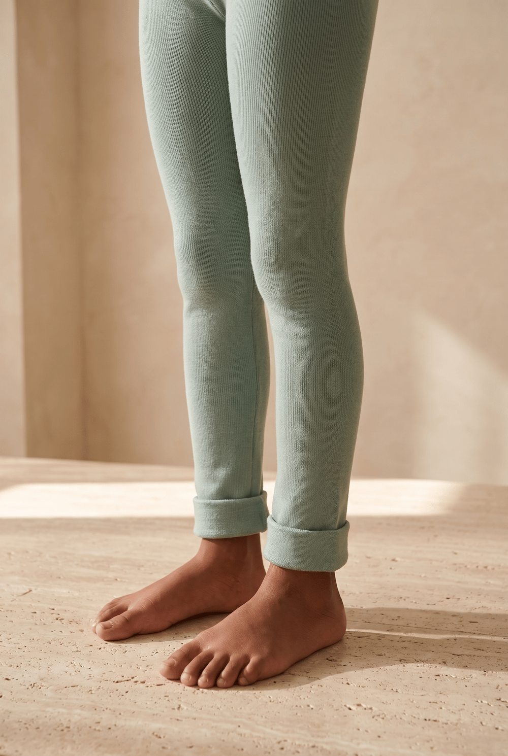 Childrens Cotton Leggings Trousers Green