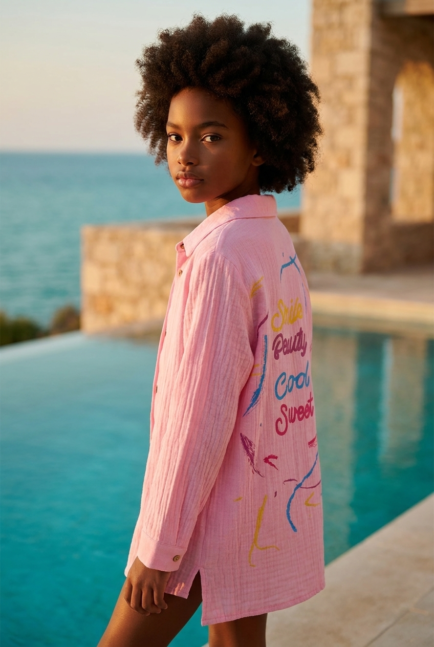 Smile Kids Linen Shirt Pink